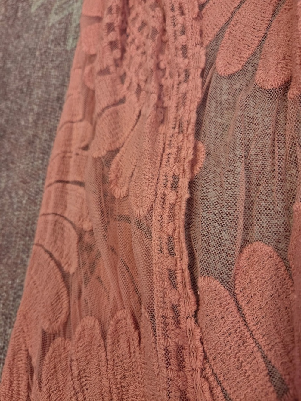 Rebellion again embroidered pink lace open swim suit cover up large Mrs Roper - Picture 3 of 8